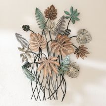 Déco murale bois et métal h90cm - bleu aqua - Bois - Becquet