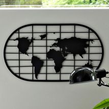 Déco murale continents - noir - Bois - Becquet