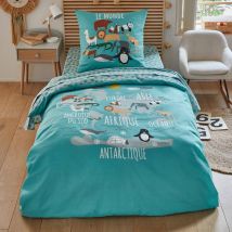 Housse de couette 140x200 - bleu grisé - Coton - Becquet