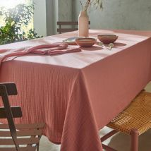 Nappe carré 130x130 - rose - Gaze de coton - Becquet