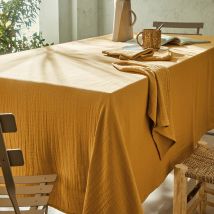 Nappe rectangulaire 130x300 - jaune - Gaze de coton - Becquet