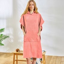 Poncho mixte adulte 80x107 - rose corail - Coton - Becquet
