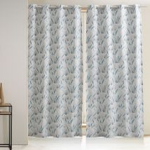 Paire de rideaux L. 140 x H. 260 - bleu paon - Inox - Becquet