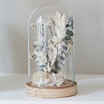 déco sous cloche h19cm - blanc - Bois - Becquet