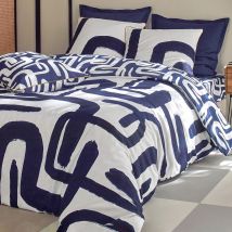 Drap-housse 140x190x28 - bleu marine - Coton - Becquet