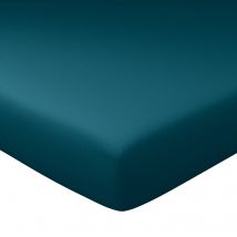 Drap-housse grand bonnet 90x200x40 - bleu canard - Coton - Becquet