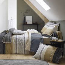Drap-housse 140x190x28 - gris - Percale de coton - Becquet