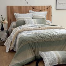 Drap-housse 180x200x28 - vert kaki - Coton - Becquet