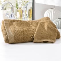 Lot de 2 gants de toilette 15x21 - marron camel - Coton - Becquet
