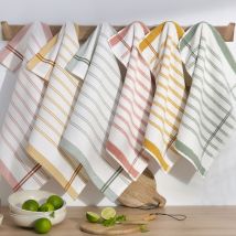 torchons 50x70 + essuie-mains lot de 6 - Multicolore - Coton - Becquet