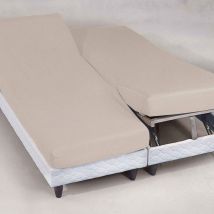 Drap-housse Tête et pied reglable 140x190x28 - beige sable - Coton - Becquet