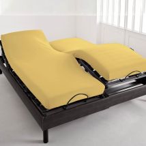 Drap-housse Tête et pied reglable 160x200x28 - jaune ocre - Coton - Becquet