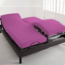 Drap-housse Tête et pied reglable 180x200x28 - violet aubergine - Coton - Becquet