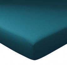 Drap-housse grand bonnet 90x200x32 - bleu canard - Coton - Becquet