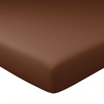 Drap-housse grand bonnet 90x200x32 - marron noisette - Coton - Becquet