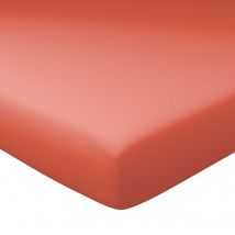Drap-housse grand bonnet 90x200x30 - orange poterie - Coton - Becquet
