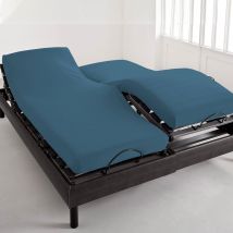 Drap-housse Tête et pied reglable 140x190x28 - bleu canard - Coton - Becquet