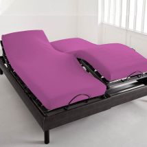 Drap-housse Tête et pied reglable 140x190x28 - violet aubergine - Coton - Becquet