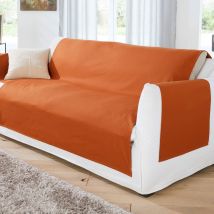 protège canapé 110x200 - orange terracotta - Coton - Becquet