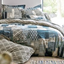 Drap-housse 160x200x28 - bleu - Coton - Becquet