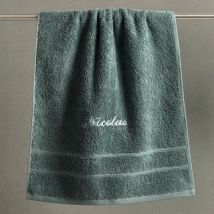 Serviette invité personnalisée 30x50 - vert de gris - Becquet