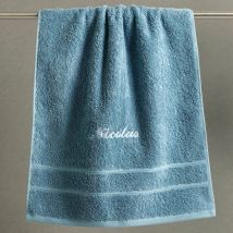 Serviette de toilette personnalisée 50x100 - bleu tempÃate - Becquet