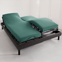 Drap-housse Tête et pied reglable 140x190x28 - vert eucalyptus - Coton - Becquet