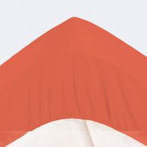 Drap-housse grand bonnet 140x200x32 - orange terracotta - Coton - Becquet