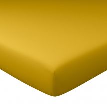 Drap-housse grand bonnet 180x200x32 - jaune moutarde - Coton - Becquet