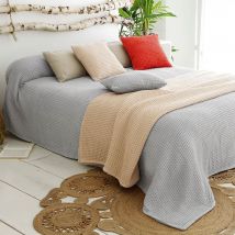 Jeté de canapé 270x250 - gris perle - Coton - Becquet