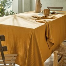 Nappe rectangulaire 130x200 - jaune - Gaze de coton - Becquet