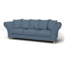 IKEA - Backa 3.5 Seater Sofa Cover, Mineral Blue, Velvet - Bemz
