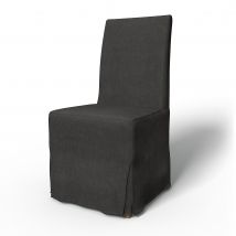 IKEA - Henriksdal Dining Chair Cover Long Skirt with Box Pleat (Standard model), Espresso, Linen - Bemz