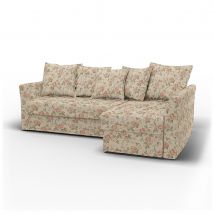 IKEA - Holmsund Sofabed with Chaiselongue, Rosenträd Light, BEMZ x BORÅSTAPETER COLLECTION - Bemz