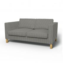 IKEA - Karlanda 2 Seater Sofa Cover, Dark Blue / Natural, Linen - Bemz