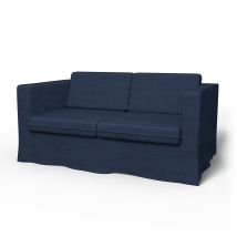 IKEA - Karlstad 2 Seater Sofa Cover, Navy Blue, Linen - Bemz