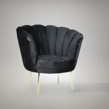 Poltrona Orel in velluto nero Babyface 28 piedini oro