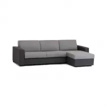 Divano Letto Aika, Divano ad angolo, Made in Italy, SofÒ con apertura girevole, con Penisola contenitore reversibile, con Braccioli standard, cm 280x95h90, Grigio e Antracite
