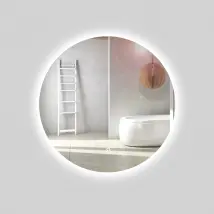 Specchio 5 mm tondo retroilluminato led interruttore touch pvc mdf *** misura Ø90, tonalità dimmerabile 2700-4500-6...