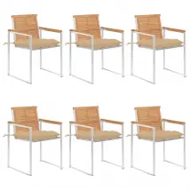 Sedie da Giardino con Cuscini 6 pz in Legno Massello di Teak cod mxl 8650