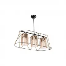 Lampada a sospensione 3 luci metallo nero e corda Gezegen ASZ0986