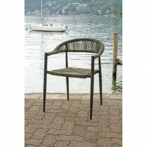 Poltrona Milano In Alluminio Grigio Antracite Con Corda Sintetica Verde Moia