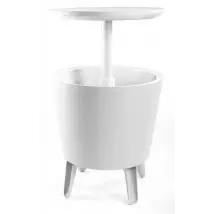 Tavolino Termico Piano Rialzabile Ø49,5 cm in Resina Keter Cool Bar Bianco