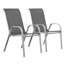 Sedia da giardino textilene "Cordoba" -Phoenix- Grigio scuro/Argentato-Set di 2