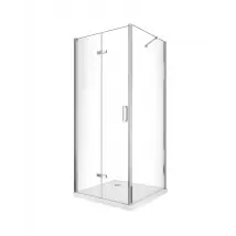 Box doccia apertura a libro soffietto pieghevole con parete fissa laterale h 190 cromo trasparente Fisso 87,5-90 - Porta 97,5-100