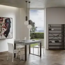 Tavolo allungabile 120/224x90 cm Tecno Premium colore cemento gambe antracite