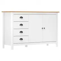 Credenza Hill Bianca 130x40x80 cm in Legno Massello di Pino cod mxl 8832