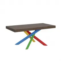 Tavolo allungabile 120/224x90 cm Volantis Premium colore noce gambe multicolore 4/B