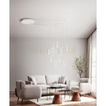 Sospensione in alluminio colore bianco 9 luci Cone LED 63W 3000K CRI?80 220-240V 50/60Hz 3600Lm