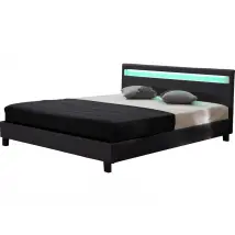 Letto con led "Maria" - 140 x 190 cm - Nero